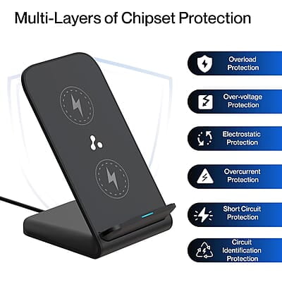 Ambrane 15W Wireless Charging Stand for iPhone 14/13/12 Series, Galaxy S23/S22/S21/S20/Note20 Series, OnePlus 9/9 Pro, Apple Watch & Other Qi Devices Powerpod