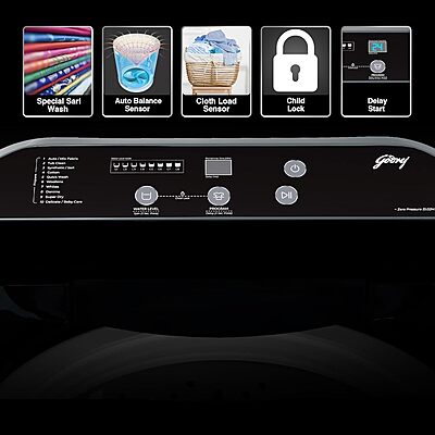 Godrej 8 Kg 5 Star Zero Pressure Technology With Steel Drum Fully-Automatic Top Load Washing Machine Godrej 8 Kg 5 Star Zero Pressure Technology With Steel Drum Fully-Automatic Top Load Washing Machine