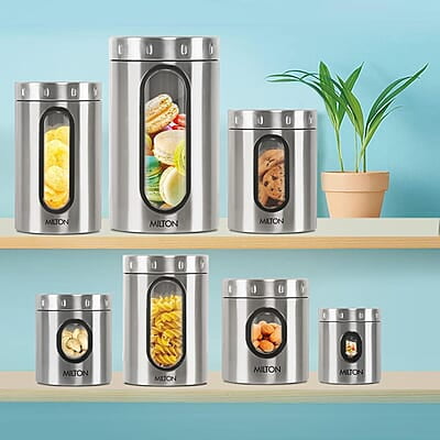 MILTON Steel Crispy 550 Storage Jar, 550 ml Light Weight Odour Proof Dishwasher Safe MILTON Steel Crispy 550 Storage Jar, 550 ml Light Weight Odour Proof Dishwasher Safe