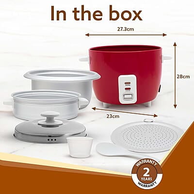 AGARO Elegant Electric Rice Cooker, 1L, 400W, Automatic Boiler, Steamer, Removable Aluminium Pot AGARO Elegant Electric Rice Cooker, 1L, 400W, Automatic Boiler, Steamer, Removable Aluminium Pot