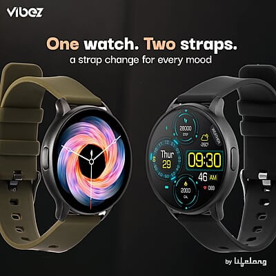 Vibez by Lifelong Smartwatch for Men & Women 1.28" HD display Bluetooth calling, Multiple Watch faces, Health Tracker, 7-day battery
