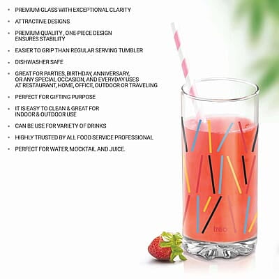 Treo by Milton D Ziner Torrent Glass Set of 6, 316 ml, Multicolored Stripes Treo by Milton D Ziner Torrent Glass Set of 6, 316 ml, Multicolored Stripes