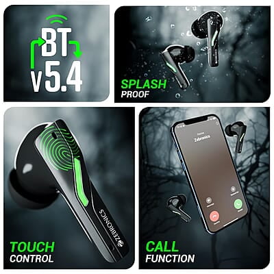 ZEBRONICS Beast in-Ear Wireless Earbuds, 24* Hours Backup, Bluetooth v5.4, Flash Connect, Gaming Mode, Touch Control, Voice Assistant Support, Splash Proof Design ZEBRONICS Beast in-Ear Wireless Earbuds, 24* Hours Backup, Bluetooth v5.4, Flash Connect, Gaming Mode, Touch Control, Voice Assistant Support, Splash Proof Design