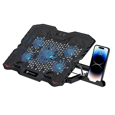 Portronics My Buddy Air 3 Laptop Cooling Pad with 5 Cooling Fans, Multi-Level Height Adjustable, Mobile Holder