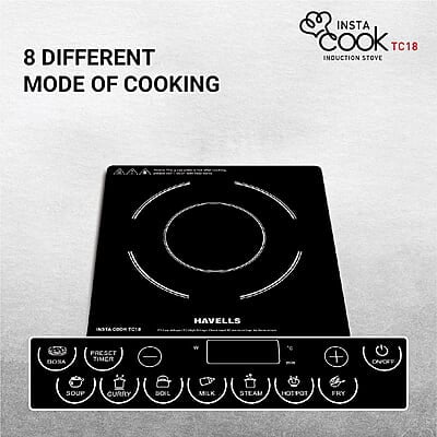 Havells Induction Cooktop Tc 18 1800 Watt (Crystal Glass, Black)