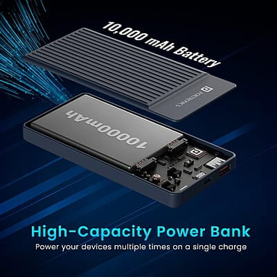 Portronics Luxcell B12 10,000mAh Ultra Slim Power Bank 12W Output USB-A Output Port & Type C Input Port Portronics Luxcell B12 10,000mAh Ultra Slim Power Bank 12W Output USB-A Output Port & Type C Input Port