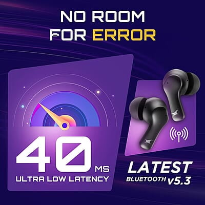 Fastrack Fpods FZ100 TWS in-Ear Earbuds with Mega 50 Hrs Playtime|Extra Deep Bass Driver|Quad Mic ENC for Clear Calls|Ultra Low 40ms Latency Gaming Mode|NitroFast Charge-200 Min in 10 Min-Black Fastrack Fpods FZ100 TWS in-Ear Earbuds with Mega 50 Hrs Playtime|Extra Deep Bass Driver|Quad Mic ENC for Clear Calls|Ultra Low 40ms Latency Gaming Mode|NitroFast Charge-200 Min in 10 Min-Black