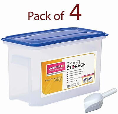 Varmora Plastic Container - 12 Liter, Pack of 4, Clear Varmora Plastic Container - 12 Liter, Pack of 4, Clear