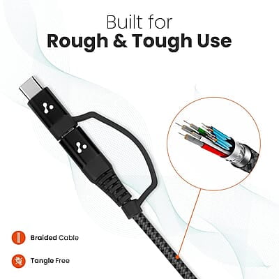 Ambrane 2 in 1 Type-C & Micro USB Cable with 3A Fast Charging Mobile Cable, 480 mbps Data Sync Ambrane 2 in 1 Type-C & Micro USB Cable with 3A Fast Charging Mobile Cable, 480 mbps Data Sync
