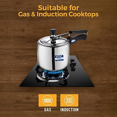 KENT Stainless Steel 5 Litre Pressure Cooker with SS Inner Lid