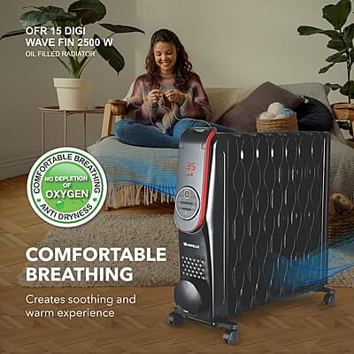 Havells OFR 15 Wave Fin DIGI with 3 Heat Setting, 2500 watt, Automatic Digital Control of Temperature
