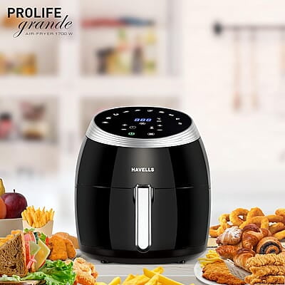 Havells Grande Air Fryer with Aero Crisp Technology, 6.5 Litre Large Pan Capacity, 10 Pre- Set Menu Havells Grande Air Fryer with Aero Crisp Technology, 6.5 Litre Large Pan Capacity, 10 Pre- Set Menu