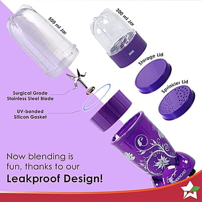 Wonderchef Nutri-blend Mixer Grinder Blender, Smoothie Maker, 3 Unbreakable Jars 500W 22000 RPM Purple Wonderchef Nutri-blend Mixer Grinder Blender, Smoothie Maker, 3 Unbreakable Jars 500W 22000 RPM Purple