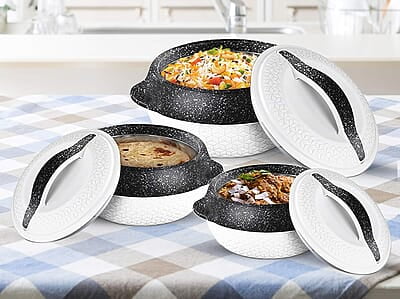 MILTON Stainless Steel Casserole - Set of 3, White
