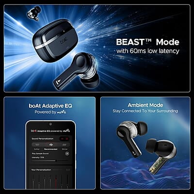 boAt Nirvana Space Truly Wireless in-Ear w/ 360º Spatial Audio, ANC Up to 32dB, 100hrs Playback, 4 Mics with AI-ENx™, Adaptive EQ, in-Ear Detection, DLC Drivers & Fast Pair boAt Nirvana Space Truly Wireless in-Ear w/ 360º Spatial Audio, ANC Up to 32dB, 100hrs Playback, 4 Mics with AI-ENx™, Adaptive EQ, in-Ear Detection, DLC Drivers & Fast Pair