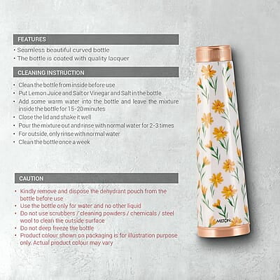 MILTON Copper Delight Design Water Bottle, 915 ml, Ethnic Lacquer Coating, Curved bottle MILTON Copper Delight Design Water Bottle, 915 ml, Ethnic Lacquer Coating, Curved bottle