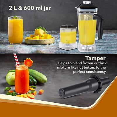 AGARO Royal Professional Blender/Grinder/Mixer, 2000W, 5 Preset Function 9 Speed Settings, Pulse & Timer, 2L & 600ml Small Grinding Jar