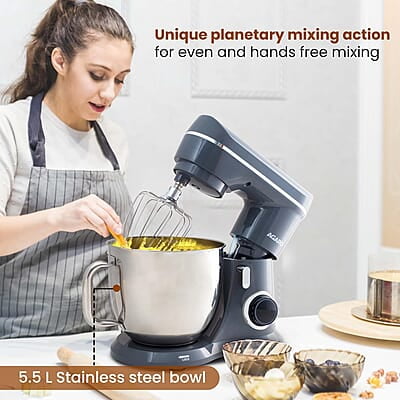 AGARO Elegant Stand Mixer, 1400W with 5.5L SS Bowl, 10 Speed Settings, Pulse Function, 100% Copper Motor AGARO Elegant Stand Mixer, 1400W with 5.5L SS Bowl, 10 Speed Settings, Pulse Function, 100% Copper Motor