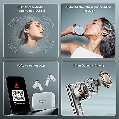 boAt Newly Launched Nirvana Ivy Truly Wireless in Ear Earbuds w/ 50dB Hybrid Active Noise Cancellation, 360º Spatial Audio, Dynamic Head Tracking,Hearables App Support & 50hrs Playback boAt Newly Launched Nirvana Ivy Truly Wireless in Ear Earbuds w/ 50dB Hybrid Active Noise Cancellation, 360º Spatial Audio, Dynamic Head Tracking,Hearables App Support & 50hrs Playback