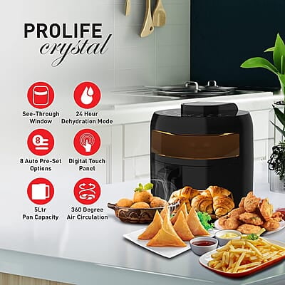 Havells Air Fryer Prolife Crystal 5L Pan 8 Presets Menu 1500 W Touch Screen Digital Display Havells Air Fryer Prolife Crystal 5L Pan 8 Presets Menu 1500 W Touch Screen Digital Display