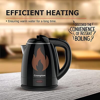 Crompton Activ Hot 1.5 litres Cool Touch Electric Kettle (Black), 1500 Watts Crompton Activ Hot 1.5 litres Cool Touch Electric Kettle (Black), 1500 Watts