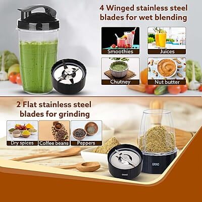 AGARO Galaxy 3 Jar Personal Blender, 400W, Serrated and Cross Blade with Detachable Base, Mixer/Grinder/Smoothie/Juice Maker, Black AGARO Galaxy 3 Jar Personal Blender, 400W, Serrated and Cross Blade with Detachable Base, Mixer/Grinder/Smoothie/Juice Maker, Black