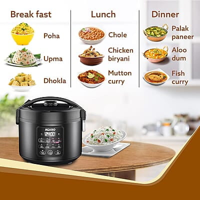 AGARO Regal Electric Rice Cooker, 3 Liters Ceramic Inner Bowl, Cooks Up to 600 Gms Raw Rice, SS Steamer AGARO Regal Electric Rice Cooker, 3 Liters Ceramic Inner Bowl, Cooks Up to 600 Gms Raw Rice, SS Steamer