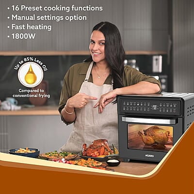 AGARO Regal Plus Air Fryer For Home, 23L, Rotisserie Convection Oven, Electric Oven,1800W,16 Preset Programs AGARO Regal Plus Air Fryer For Home, 23L, Rotisserie Convection Oven, Electric Oven,1800W,16 Preset Programs