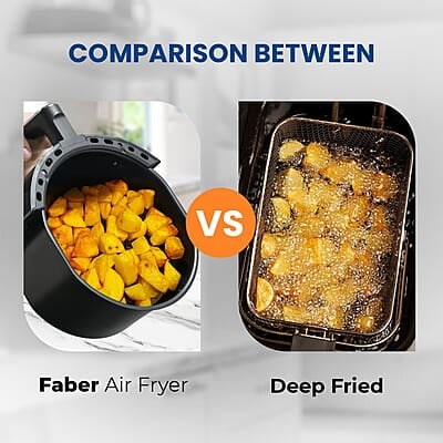 Faber 4L 1350W Digital Air Fryer Fry, Bake, Roast, Toast, Defrost, Grill & Reheat 12-Preset Menu Faber 4L 1350W Digital Air Fryer Fry, Bake, Roast, Toast, Defrost, Grill & Reheat 12-Preset Menu