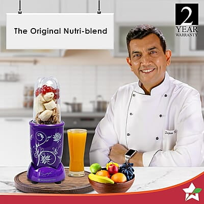 Wonderchef Nutri-blend Mixer Grinder Blender, Smoothie Maker, 3 Unbreakable Jars 500W 22000 RPM Purple Wonderchef Nutri-blend Mixer Grinder Blender, Smoothie Maker, 3 Unbreakable Jars 500W 22000 RPM Purple