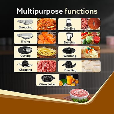 AGARO Grand Food Processor, Multi-functional Chopper, Grinder, Slicer, Shredder, Blender, 1000W, Mincing, Dicing, Shredding, Kneading, SS Blade, Black AGARO Grand Food Processor, Multi-functional Chopper, Grinder, Slicer, Shredder, Blender, 1000W, Mincing, Dicing, Shredding, Kneading, SS Blade, Black