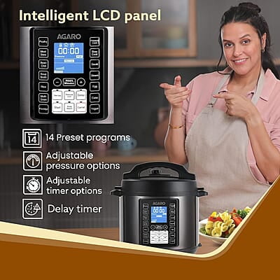 AGARO Imperial Electric Pressure Cooker, 8 Litres Inner Pot, 14 Pre-Set multi Cooking Functions AGARO Imperial Electric Pressure Cooker, 8 Litres Inner Pot, 14 Pre-Set multi Cooking Functions