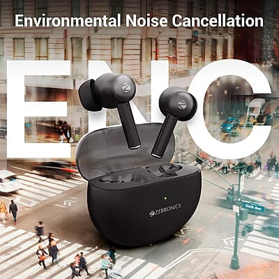 ZEBRONICS MIST in-Ear Wireless Earbuds, with up-to 27 Hours Backup, Environmental Noise Cancellation (ENC), Gaming Mode, Touch Control, Voice Assistant Support, Splash Proof Design