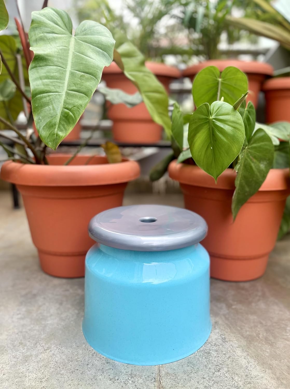 Mahaware Sturdy Round Anti Slip Polypropylene Stool Patla| for Bathroom, Home| Mint Granite Sky Blue Mahaware Sturdy Round Anti Slip Polypropylene Stool Patla| for Bathroom, Home| Mint Granite Sky Blue