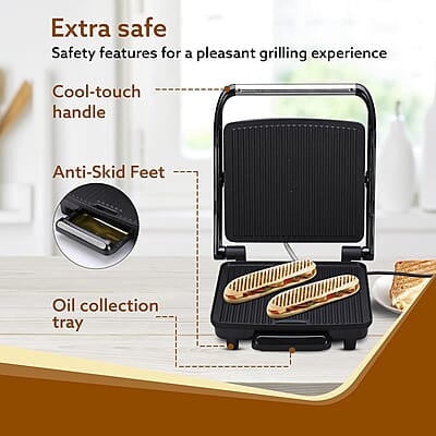 AGARO Elegant 1500-Watt Sandwich Maker with Non-Stick Grill Plates