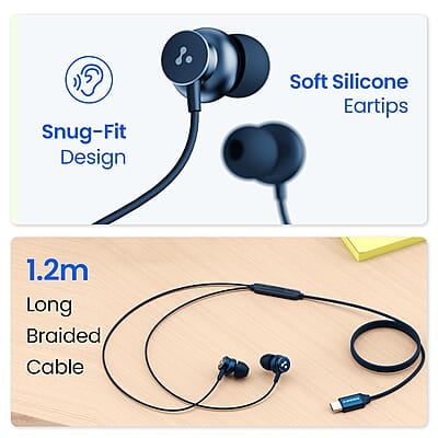 Ambrane Type C Wired Earphones with in-line Mic for Clear Calling, 1.2M Cable, 10mm Dynamic Drivers for BoostedBass, Control Buttons for iPhone 15, Samsung & Type C Devices Stringz 04 Ambrane Type C Wired Earphones with in-line Mic for Clear Calling, 1.2M Cable, 10mm Dynamic Drivers for BoostedBass, Control Buttons for iPhone 15, Samsung & Type C Devices Stringz 04