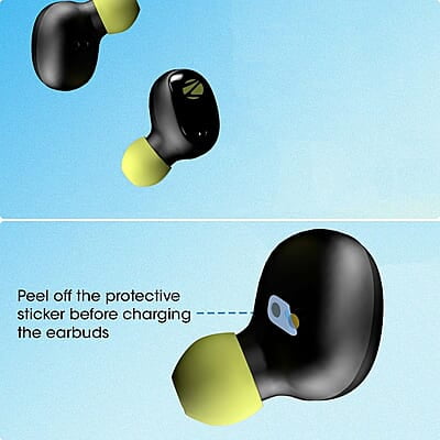 ZEBRONICS ZEB-SOUND BOMB 1 TWS Earbuds with BT5.0, Up to 12H Playback, Touch Controls, Voice Assistant, Splash Proof with Type C Portable Charging Case ZEBRONICS ZEB-SOUND BOMB 1 TWS Earbuds with BT5.0, Up to 12H Playback, Touch Controls, Voice Assistant, Splash Proof with Type C Portable Charging Case