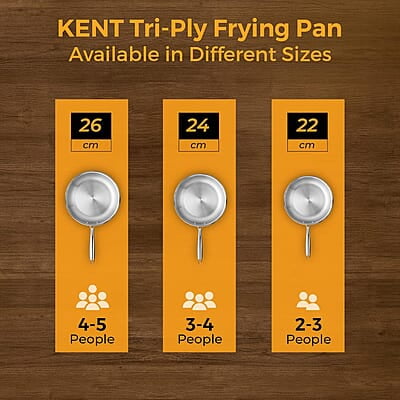 KENT Triply Frying Pan 26 CM with SS Lid 2.3 L