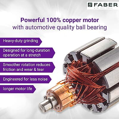 Faber 1000W Juicer Mixer Grinder with 3 Stainless Steel Jar+ 1 Fruit Filter FMG Candy Purple Faber 1000W Juicer Mixer Grinder with 3 Stainless Steel Jar+ 1 Fruit Filter FMG Candy Purple