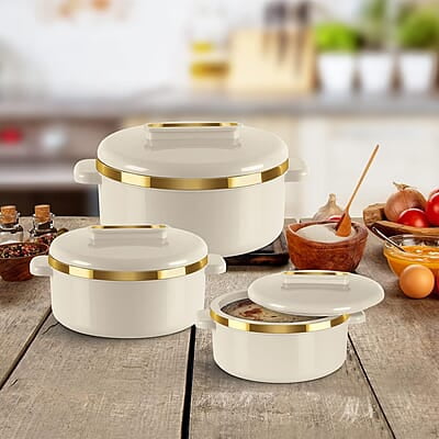 MILTON Curve Inner Stainless Steel Casserole Set of 3 (450 ml, 840 ml, 1300 ml)