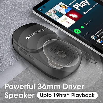 ZEBRONICS Sound Bomb X1 3-in-1 Wireless Bluetooth v5.0 In Ear Earbuds + Speaker Combo with 30 Hour Backup, Built-in LED Torch, Call Function, Voice Asst, Type C and Splash Proof Portable Design ZEBRONICS Sound Bomb X1 3-in-1 Wireless Bluetooth v5.0 In Ear Earbuds + Speaker Combo with 30 Hour Backup, Built-in LED Torch, Call Function, Voice Asst, Type C and Splash Proof Portable Design