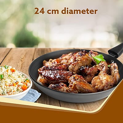 AGARO Elite Hard Anodised Tapper Frying Pan, 1.5L Capacity, 24 cm Diameter AGARO Elite Hard Anodised Tapper Frying Pan, 1.5L Capacity, 24 cm Diameter