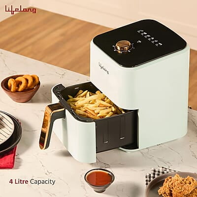 Lifelong Air Fryer 1 Year Warranty 1200W, 4L, Air Fryer for Home, Airfryer, Electric Air-Fryer Green Lifelong Air Fryer 1 Year Warranty 1200W, 4L, Air Fryer for Home, Airfryer, Electric Air-Fryer Green