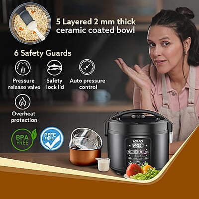 AGARO Regal Electric Rice Cooker, 3 Liters Ceramic Inner Bowl, Cooks Up to 600 Gms Raw Rice, SS Steamer AGARO Regal Electric Rice Cooker, 3 Liters Ceramic Inner Bowl, Cooks Up to 600 Gms Raw Rice, SS Steamer