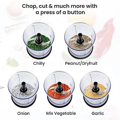 AGARO Electric Chopper, 400 Watts, Vegetable Chopper, Cutter, 100% Pure Copper Motor 500ML AGARO Electric Chopper, 400 Watts, Vegetable Chopper, Cutter, 100% Pure Copper Motor 500ML