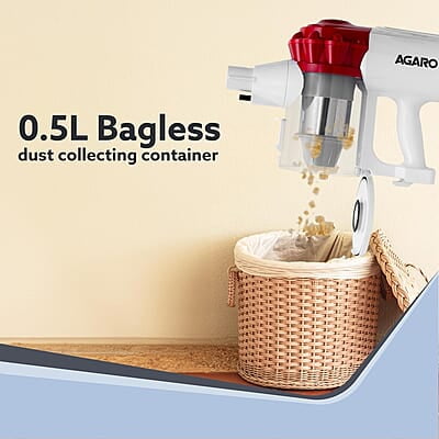 AGARO Regency Cordless Stick Vacuum Cleaner, Dry Vacuuming, 2 Suction Modes, 7 kPa Suction Power AGARO Regency Cordless Stick Vacuum Cleaner, Dry Vacuuming, 2 Suction Modes, 7 kPa Suction Power