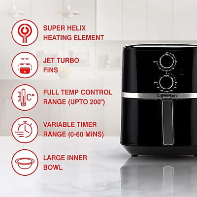 Crompton NourisPro 4.5 Ltr Air Fryer with Quick Fry Technology 1500 Watts Super Helix Heating element Crompton NourisPro 4.5 Ltr Air Fryer with Quick Fry Technology 1500 Watts Super Helix Heating element