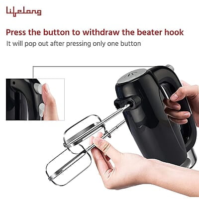 Lifelong LLHM02 300 W Regalia Plus Hand Mixer with Stand for Mixing Cake Batter and Atta Lifelong LLHM02 300 W Regalia Plus Hand Mixer with Stand for Mixing Cake Batter and Atta