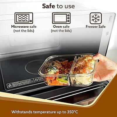AGARO Compartment Lunch Box/Container 600Ml, Office Tiffin Box for Men & Women, Borosilicate Glass Body AGARO Compartment Lunch Box/Container 600Ml, Office Tiffin Box for Men & Women, Borosilicate Glass Body