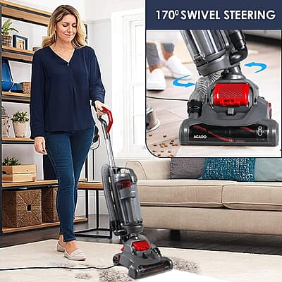 AGARO Royal Upright Bagless Vacuum Cleaner 75 Air Watts Suction Power 170° Swivel Steering